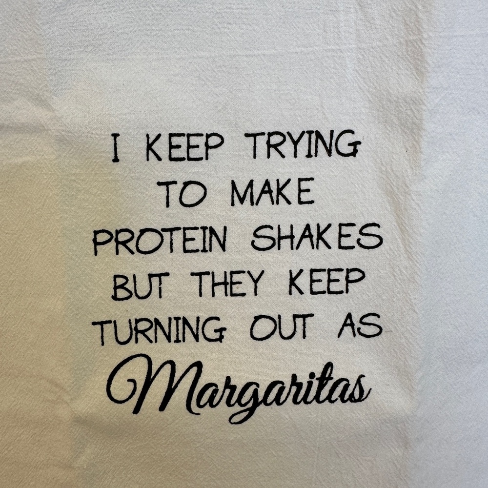 New White Kitchen Towel with Fun Quote